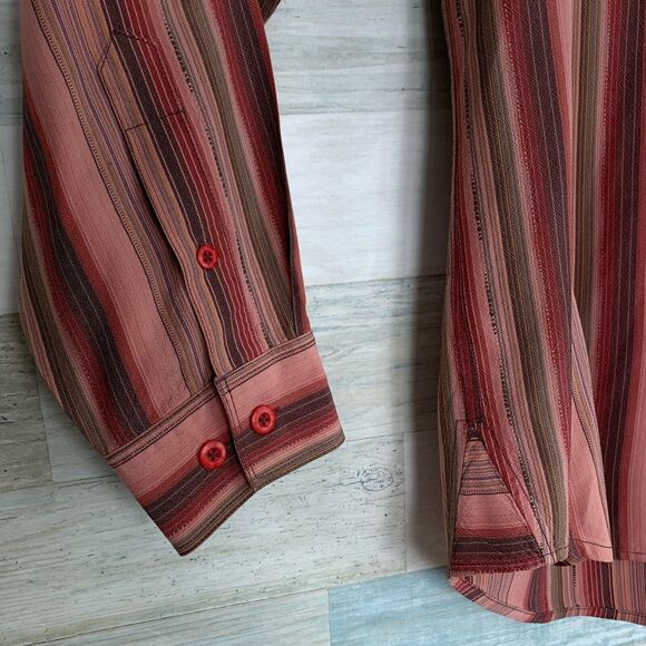 Tommy Bahama Pure Silk Striped Shirt Pink Button Front Jacquard Mens Large - Picture 3 of 6